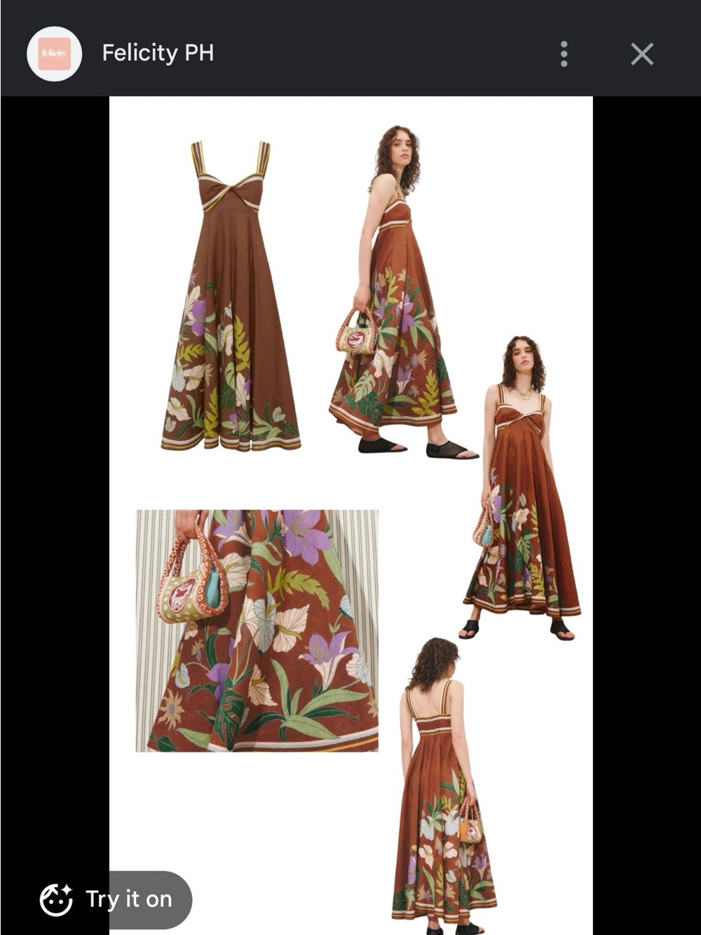 Alemais Brown Maxi Dress with Multicolor Floral Print